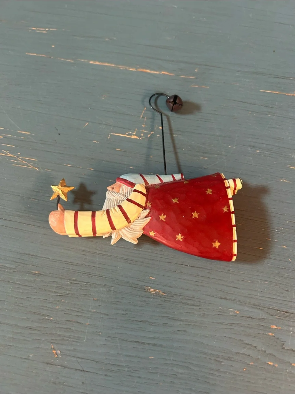 Whimsical Unbranded Red and Yellow Star Santa Claus Hanging Ornament - Christmas